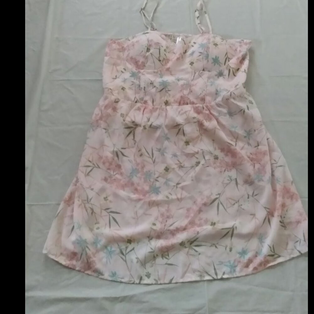 Women's Large pink floral print spaghetti straps Xhilaration dress